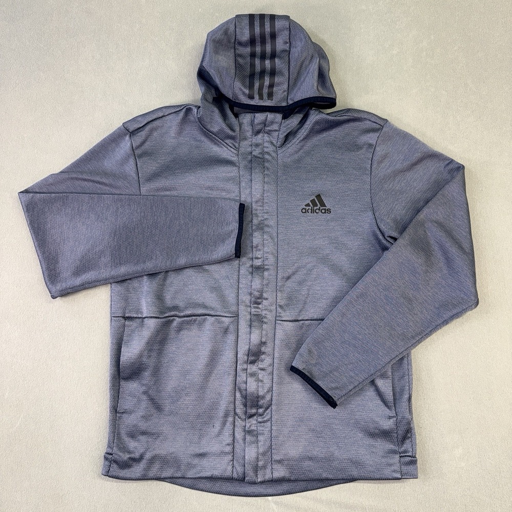 Men's Adidas Climawarm Lightweight Full Zip Hooded Jacket Blue Size L
